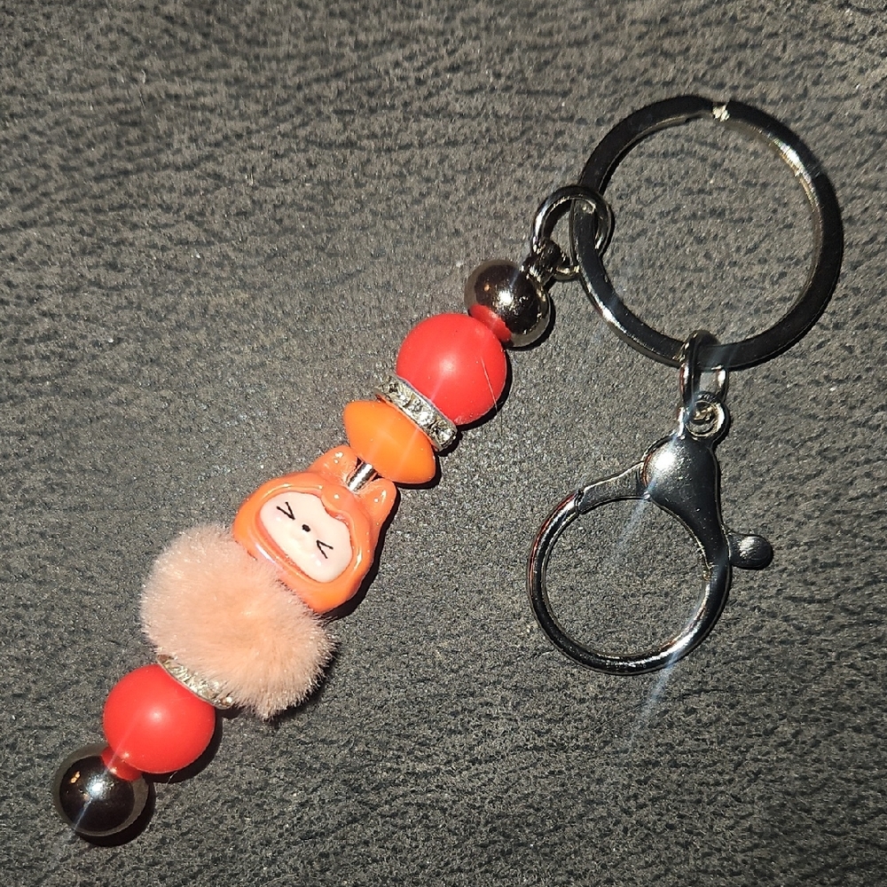 Orange & Red Monster Labubu Inspired Hand Crafted Keychain